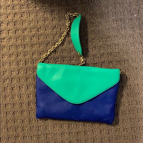 JCrew Blue Green Short Strap Shoulder Bag/clutch - Picture 1 of 1